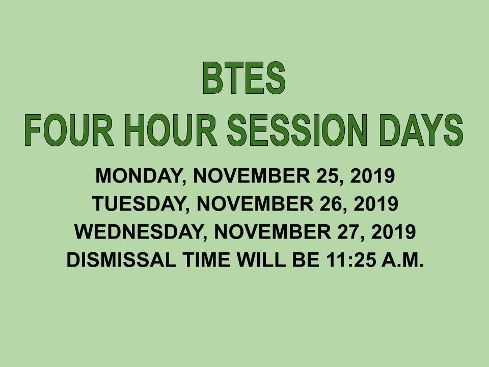Four Hour Session Days