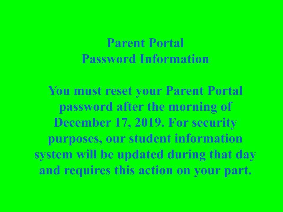 Parent Portal Password Reset