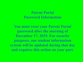 Parent Portal Password Reset